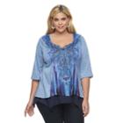 Plus Size World Unity Sublimation Shark-bite Top, Women's, Size: 1xl, Turquoise/blue (turq/aqua)