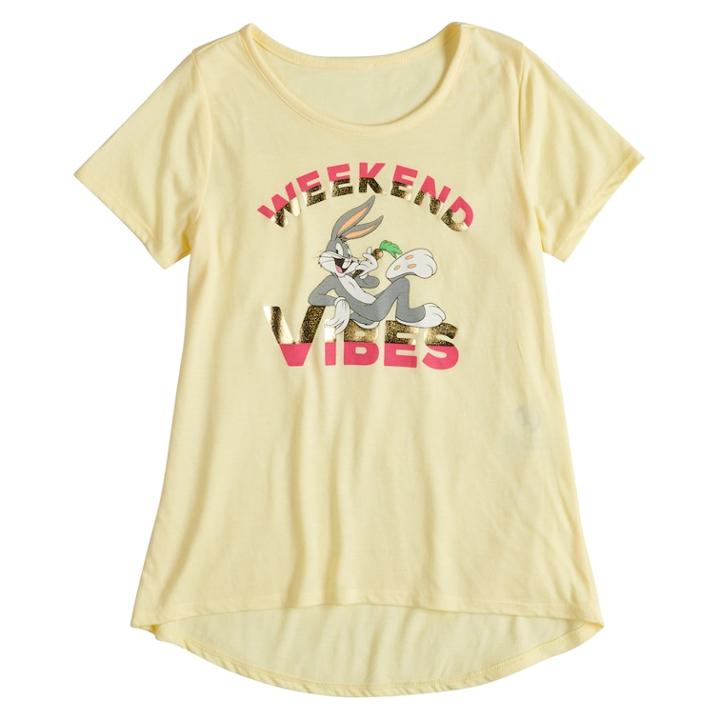 Girls 7-16 Bugs Bunny Weekend Vibes Graphic Tee, Size: Medium, Brt Yellow