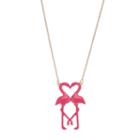 Mudd&reg; Long Pink Flamingo Heart Necklace, Women's, Multicolor