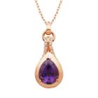 Amethyst And Lab-created White Sapphire 18k Rose Gold Over Silver Teardrop Pendant Necklace, Women's, Size: 18, Multicolor