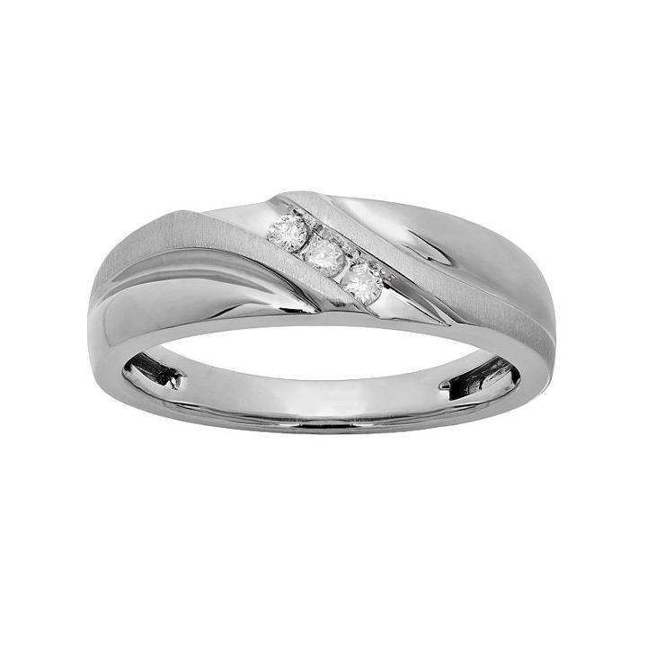 1/10 Carat T.w. 10k White Gold Wedding Band - Men