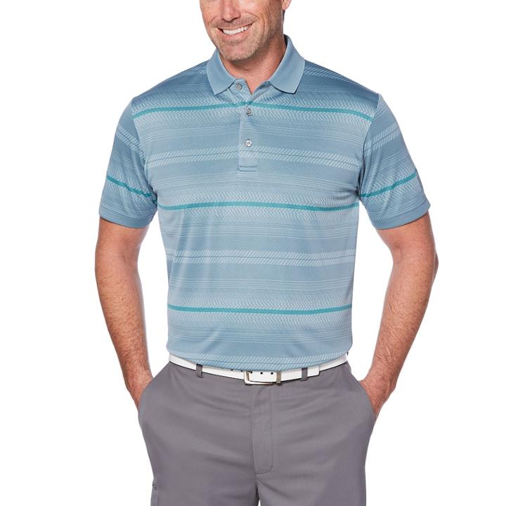Men's Grand Slam Regular-fit Jacquard Striped Performance Golf Polo, Size: Xxl, Grey