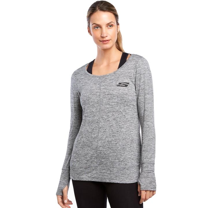 Women's Skechers Essential V-back Cover-up Top, Size: Large, Dark Grey