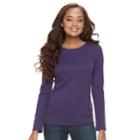 Petite Croft & Barrow&reg; Crewneck Tee, Women's, Size: Xs Petite, Purple