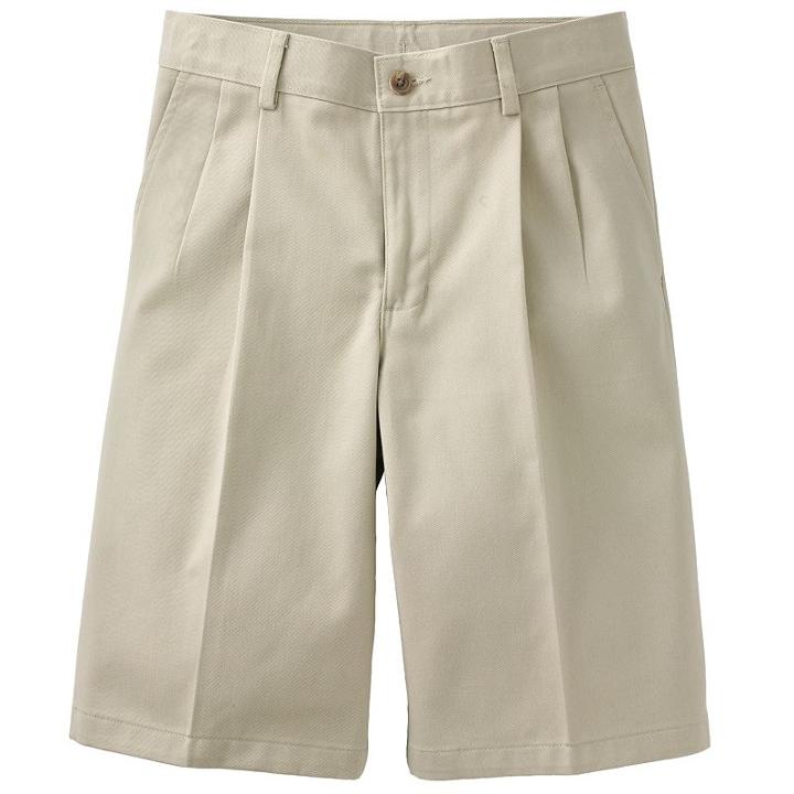 Boys 8-20 Chaps Pleated-front Twill Shorts, Boy's, Size: 12, Beig/green (beig/khaki)