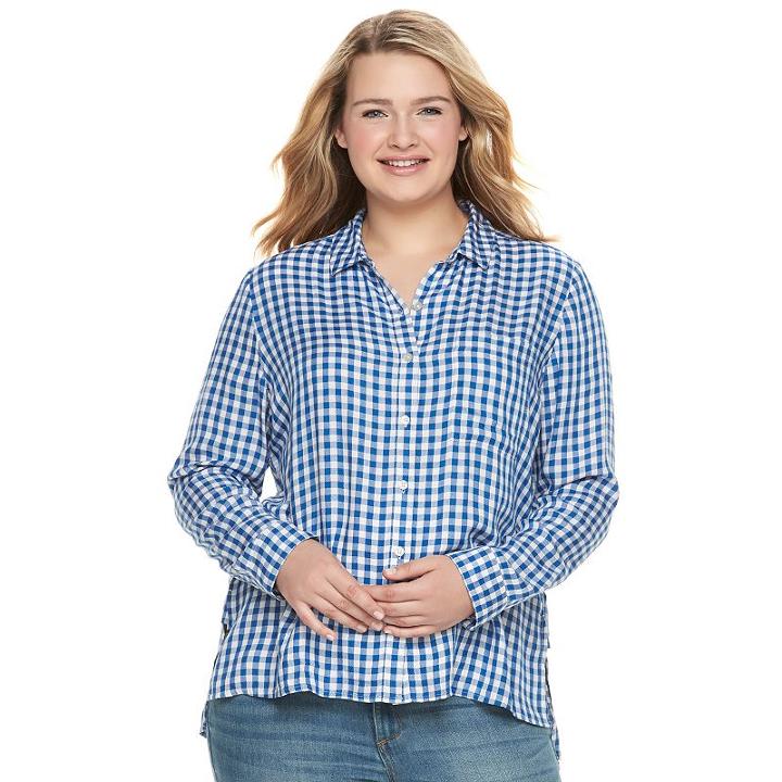 Juniors' Plus Size So&reg; High-low Shirt, Girl's, Size: 1xl, Blue (navy)