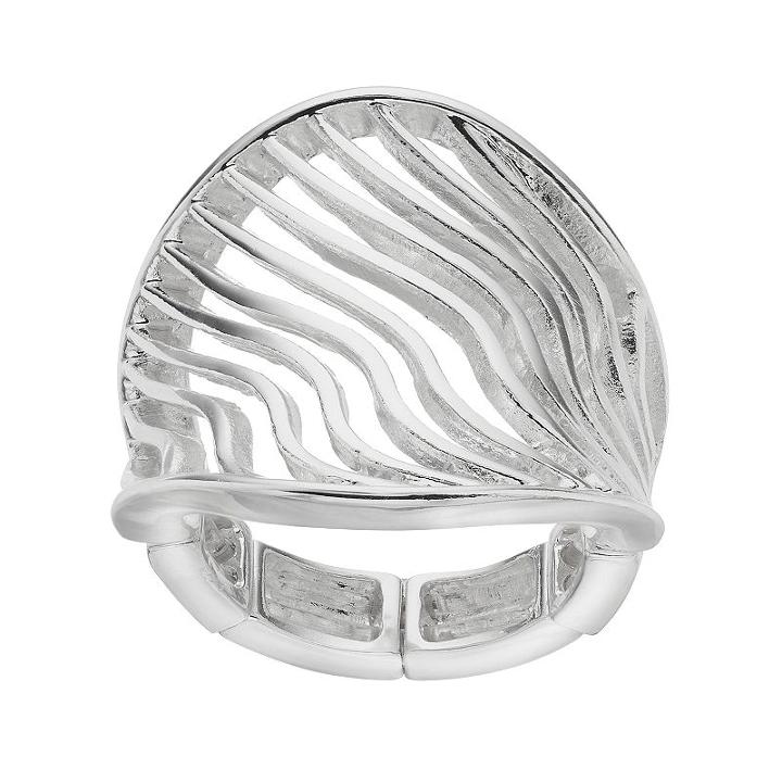 Jennifer Lopez Openwork Wavy Stretch Ring, Women's, Size: 7, Silver