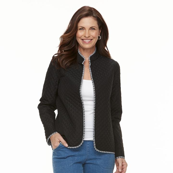 Women's Croft & Barrow&reg; Quilted Reversible Jacket, Size: Xl, Black