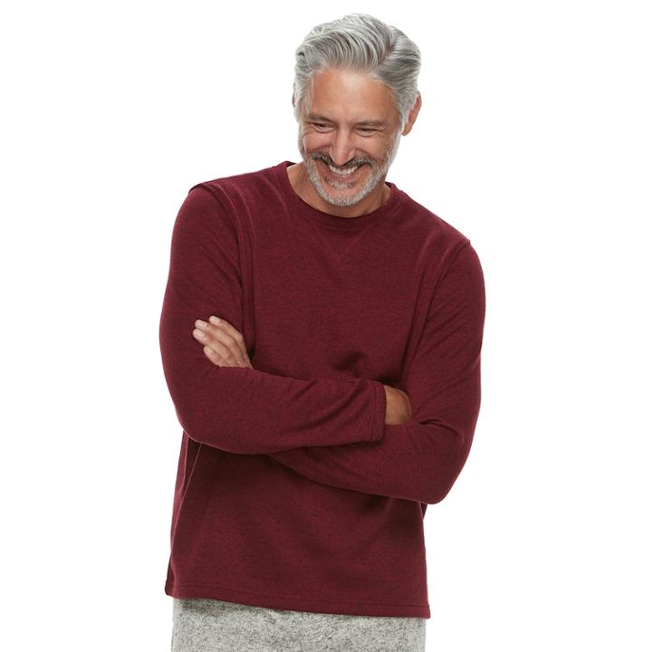 Men's Croft & Barrow&reg; Sweater Fleece Lounge Top, Size: Large, Dark Red