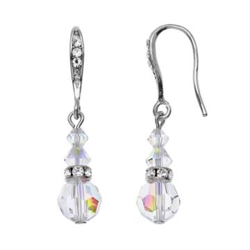 Crystal Avenue Silver-plated Crystal Graduated Linear Drop Earrings - Made With Swarovski Crystals, Women's, Multicolor