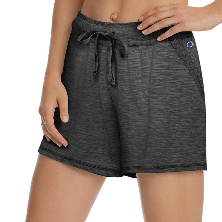 Women's Champion Heathered Jersey Shorts, Size: Large, Black
