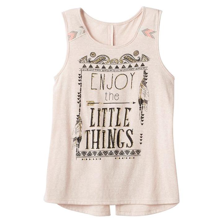 Girls 7-16 Ransom Girl Split-back Graphic Tank Top, Size: Large, Med Beige