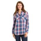 Women's Haggar Plaid Rolled-sleeve Button-down Shirt, Size: Xl, Brt Red