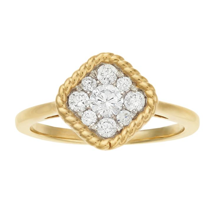 Sterling Silver 10k Gold Plated 1/2 Carat T.w. Diamond Cluster Ring, Women's, Size: 5, White
