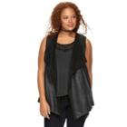 Plus Size Rock & Republic&reg; Faux-sherpa Draped Vest, Women's, Size: 1xl, Black
