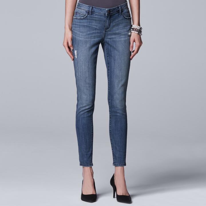 Petite Simply Vera Vera Wang Skinny Jeans, Women's, Size: 4 Petite, Light Blue