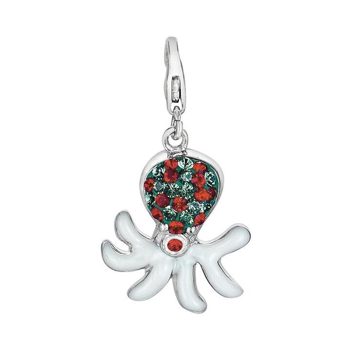 Sterling Silver Crystal Octopus Charm, Women's, Multicolor