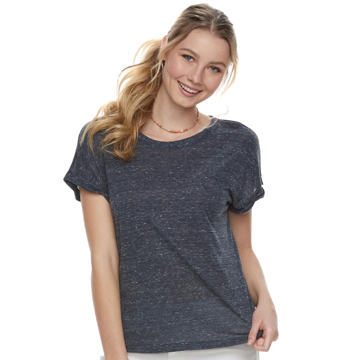 Juniors' Mudd&reg; Heathered Tee, Teens, Size: Large, Blue (navy)