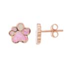 14k Rose Gold Over Silver Lab-created Pink Opal Paw Print Stud Earrings, Women's