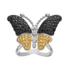 Sophie Miller Cubic Zirconia Sterling Silver And 14k Gold Over Silver Butterfly Ring, Women's, Size: 7, Multicolor