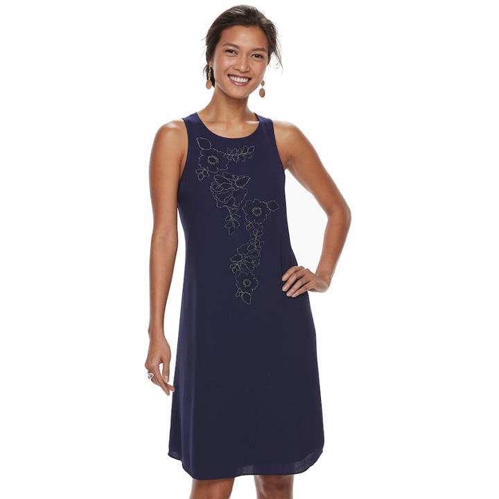 Women's Apt. 9&reg; Print A-line Dress, Size: Xl, Dark Blue