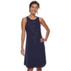 Women's Apt. 9&reg; Print A-line Dress, Size: Xl, Dark Blue