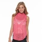 Women's Apt. 9&reg; Burnout Mockneck Tank, Size: Medium, Med Pink