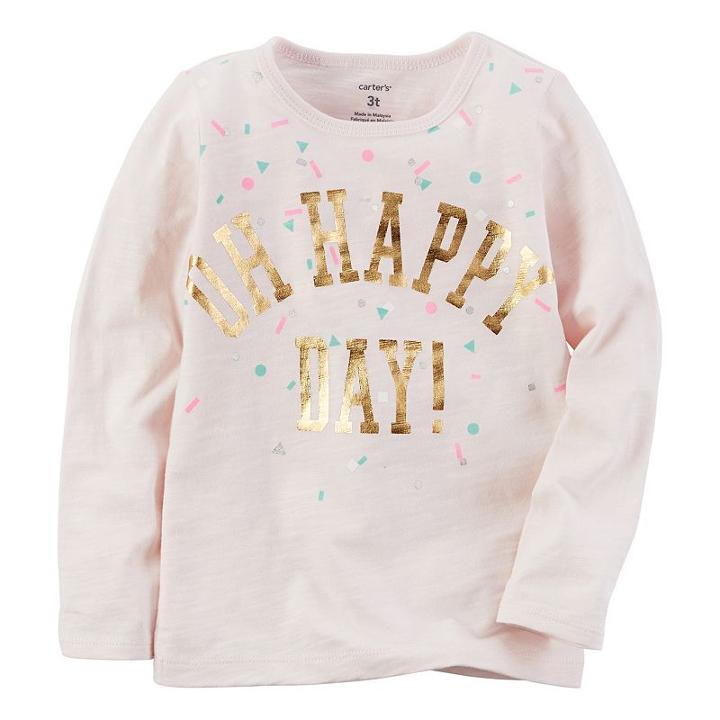 Girls 4-8 Carter's Long Sleeve Oh Happy Day Foil Graphic Tee, Girl's, Size: 8, Pink