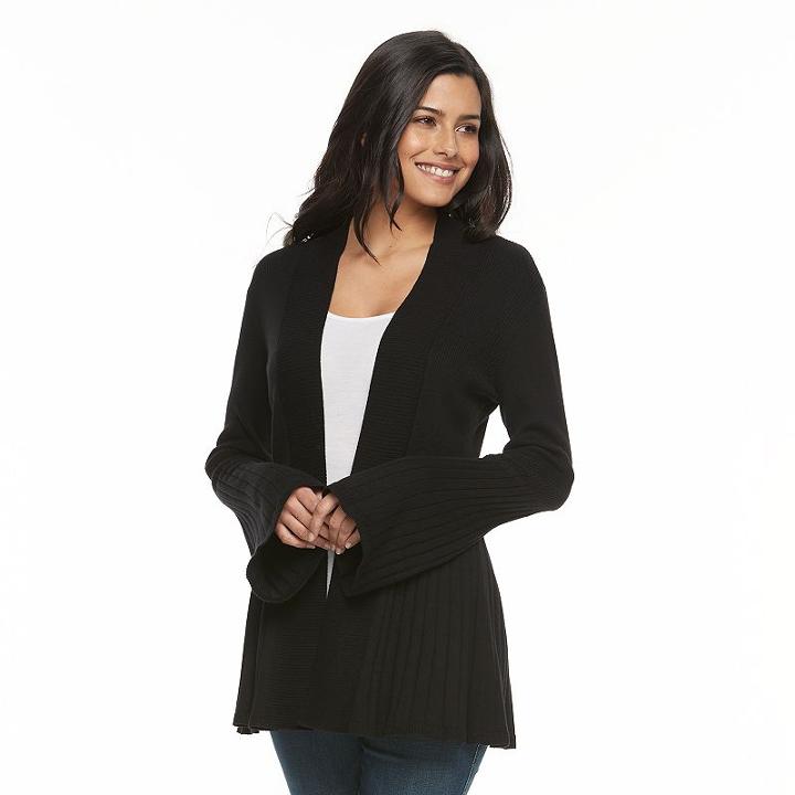 Women's Apt. 9&reg; Pleated Cardigan, Size: Medium, Black