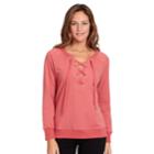 Women's Gloria Vanderbilt French Terry Lace-up Top, Size: Medium, Light Pink