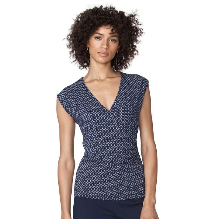 Women's Chaps Ruched Surplice Top, Size: Large, Blue