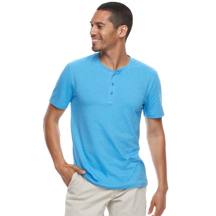 Men's Sonoma Goods For Life&trade; Short-sleeve Supersoft Henley, Size: Large, Med Blue