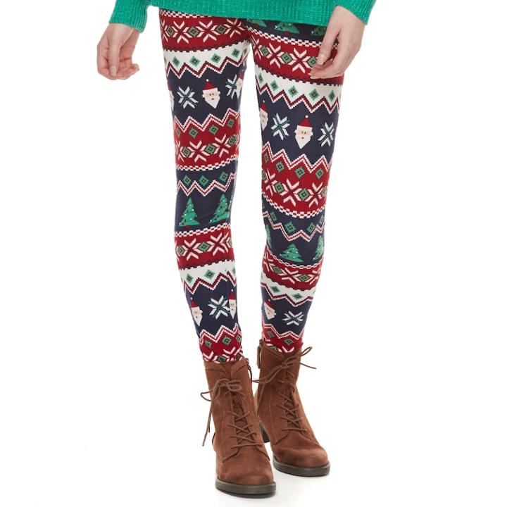 Juniors' So&reg; Holiday Leggings, Teens, Size: Xs, Dark Blue