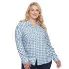 Plus Size Croft & Barrow&reg; Plaid Flannel Shirt, Women's, Size: 3xl, Med Blue