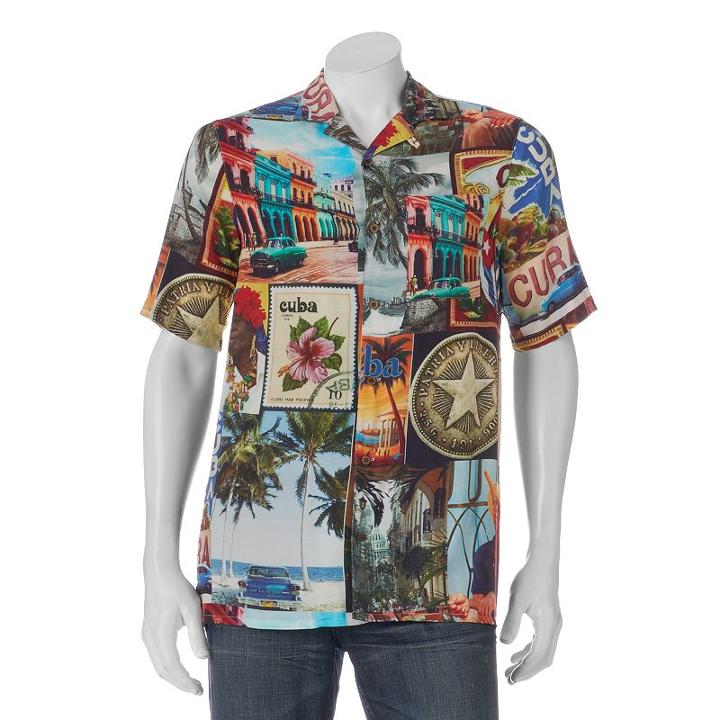 Men's Blue Marlin Button-down Shirt, Size: Large, Ovrfl Oth