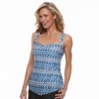 Women's Croft & Barrow&reg; Crochet Tankini Top, Size: 6, Blue Moon Printed