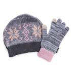 Women's Muk Luks Knit Beanie & Gloves Set, Size: Fits Most, Grey (charcoal)