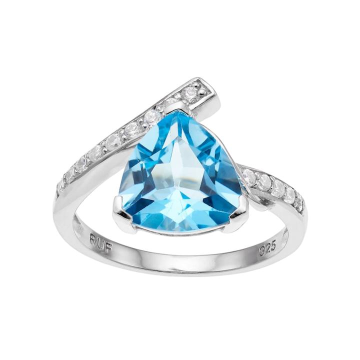 Sterling Silver Sky Blue Topaz & Cubic Zirconia Bypass Ring, Women's, Size: 6