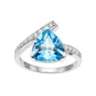 Sterling Silver Sky Blue Topaz & Cubic Zirconia Bypass Ring, Women's, Size: 6