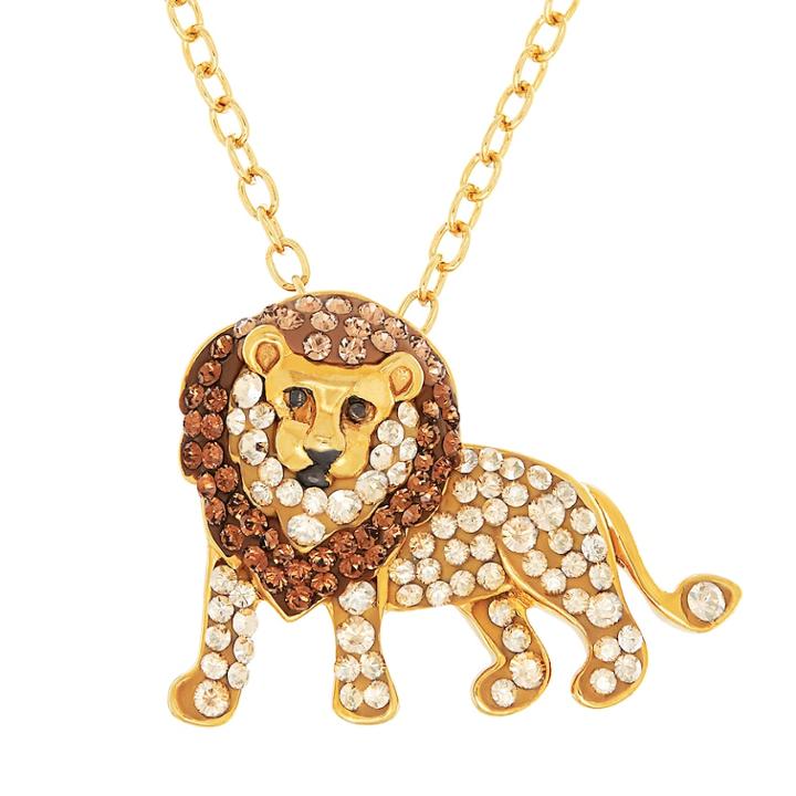 Animal Planet 18k Gold Over Silver Crystal Lion Pendant, Women's, Size: 18, Yellow