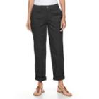 Women's Croft & Barrow&reg; Cuffed Twill Pants, Size: 8, Black