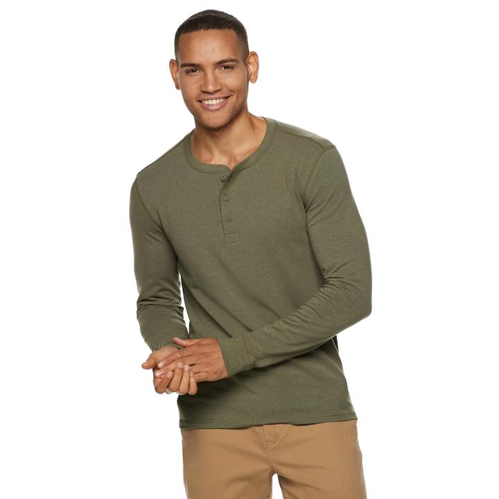 Men's Sonoma Goods For Life&trade; Slim-fit Supersoft Henley, Size: Xl, Med Brown