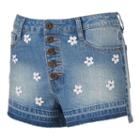 Juniors' Rampage Wes 5-button Denim Shortie Shorts, Girl's, Size: 5, Blue