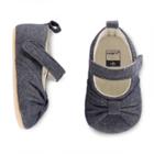 Baby Girl Carter's Chambray Bow Mary Jane Crib Shoes, Size: 3-6 Months, Blue