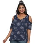 Plus Size Juniors' Plus Mudd&reg; Cold-shoulder Top, Teens, Size: 1xl, Blue