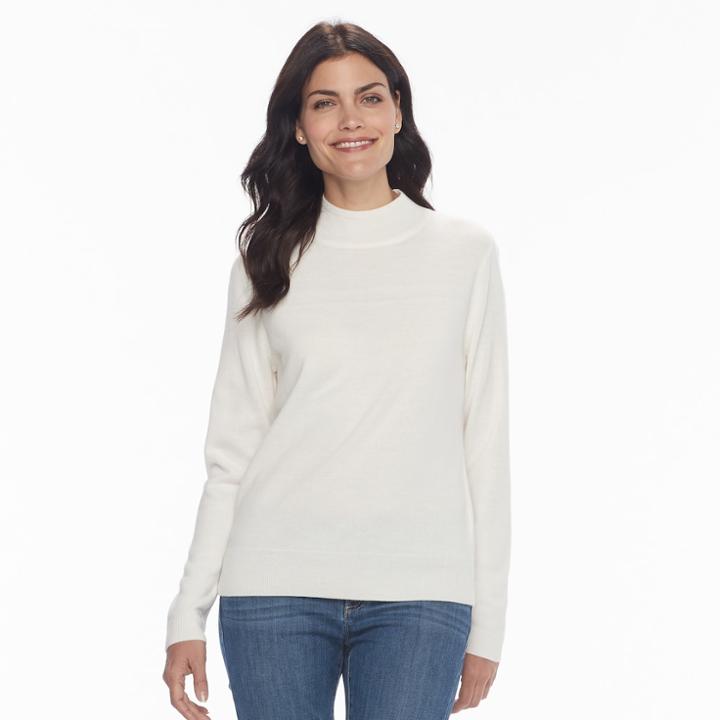 Petite Napa Valley Mockneck Sweater, Women's, Size: S Petite, Natural