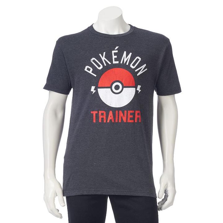 Men's Pokemon Ball Tee, Size: Large, Dark Grey