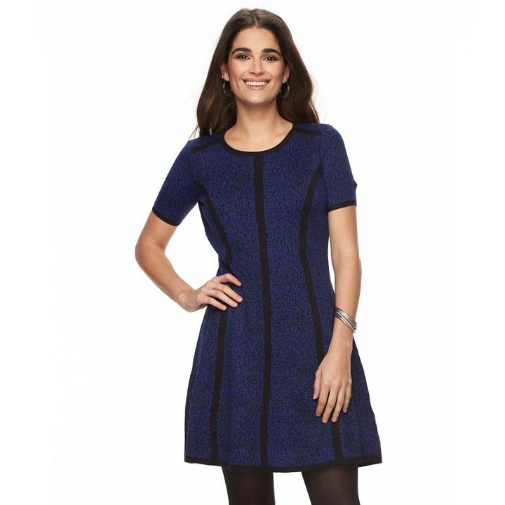 Petite Suite 7 Colorblock Fit & Flare Sweaterdress, Women's, Size: Xs Petite, Blue Other