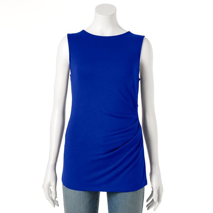 Women's Apt. 9&reg; Ruched Sleeveless Top, Size: Large, Dark Blue