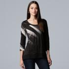 Women's Simply Vera Vera Wang Printed Crinkle Tee, Size: Xl, Oxford